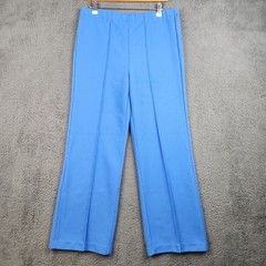 Vintage Sears Blue Double Knit Slacks Womens 12 32×30 Wide Leg Made in USA 70s