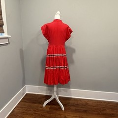 Vintage 60s Square Dance Dress Rockabilly Swing Western Red