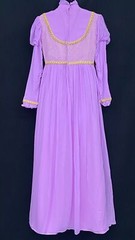 Vintage 1970s purple maxi dress, formal puffed long sleeve princess boho gold M