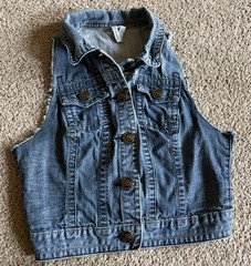 Vtg Ecko Red Denim Vest Womens M Blue Distressed Y2K Hip Hop