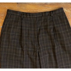 Vintage Plaid Woven Pants Size Large 32″ Waist 90s Brown High Waist Trousers