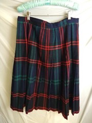 Peerless of Boston Navy Plaid Pleated Midi Skirt Women’s 13/14-34″ W VTG Union