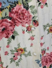 Vintage Zanoni Ivory Romper w Pink/Blue/Green Florals & Square Neckline Size M