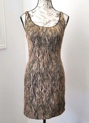 Vintage 60s 70s Cocktail Mini Dress Mod MCM Gold Lurex Animal Print Small Berlin
