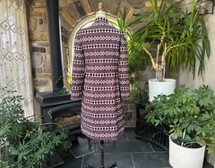 Vintage 1970s Maroon and Gray Textured Double Knit Coat Domani Knits