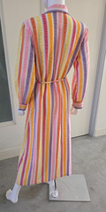VTG 60s 70s Dynasty Psychedelic Mod Maxi Striped House Dress Robe Beach Coverup