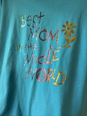 Vintage Single Stich Jerzees Blue Graphic T-Shirt Best Mom In The World Holo