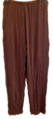 Vtg Amanda Smith 100% Silk Lounge Pants Size XL Textured Resort Wear Choc Brown