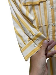 Vintage Yellow Striped Warren Petites Neiman Marcus Belted Shirt Dress Size 4