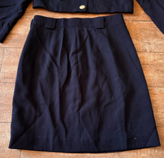 Size 40 Vintage MONDI Military 80s U.S. 10 Jacket & Skirt set blue patches women