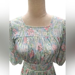 Vintage Toni Todd Floral Midi Dress | Cottagecore Feminine Pastel Puff Sleeve
