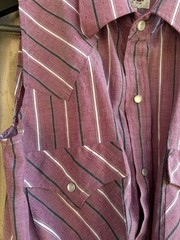 Vintage ELY Cattleman Sleeveless Western Shirt Pink Striped Snap Front Size 15