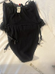 VTG 90’s Shirley Of Hollywood Black Lace Teddiette Underwire Corset&Garter S-L