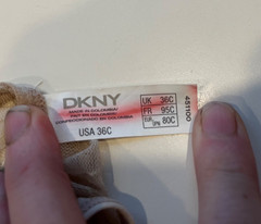 VINTAGE DKNY 451100 NUDE FLORAL LACE FRONT CLASP DEMI SHEER UNDERWIRE BRA 36C