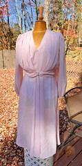 Bespoke 1960s Party Dress Pastel Baby Pink Flirty Chiffon USA Union Made VTG