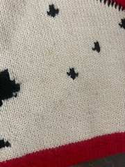 Vtg Espirit Sport 100% Wool Red Bear Snowflake Quarter Zip Sweater. Size M.