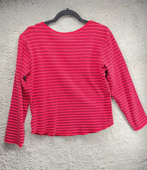 Y2K Faded Glory Women’s Size L Cotton Spandex Blend Red Striped Long Sleeve Top