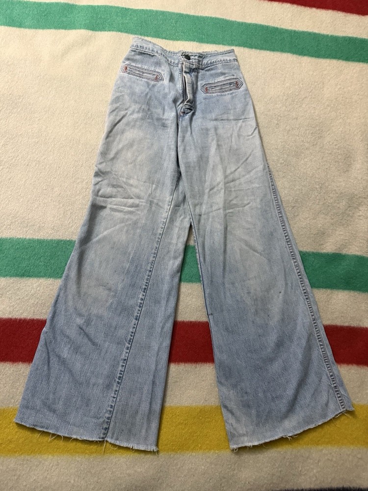 Vintage 60s 70s Landlubber Flare Wide Leg Jeans Hippie Disco 23×29 11.5 Leg