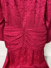 Silk Studio Pink Fuchsia 100% Silk Deep VNeck Long Sleeves Size 12 Vintage Dress