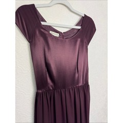 Vintage 90s Ann Taylor Plum Satin Midi Dress Size 8 Cap Sleeve Formal Occasion