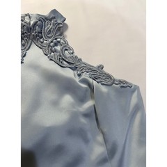 Scott McClintock Vintage Halter Gown Ice Blue Satin Corset Back Dress SZ 6 FLAWS