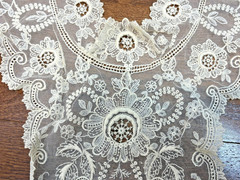 Rare & Beautiful Handmade Brussels Point de Gaze Bridal Cap 1870s Unused