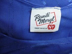 VTG 70s 80s Royal Blue Ribbon Stripe Poly Knit Cocktail Secretary boho Dress