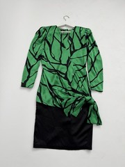 Vtg Saint Romei 80s Silk Dress Drop Waist Shoulder Pads Size 8 Rare