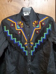 Vintage CEDARS Black Shirt Size 10 Beaded Western Rodeo Country Southwestern