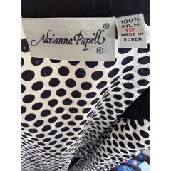 Vintage Adrianna Papell Silk Polka Dot Bow Collar Midi Dress 80s 90s