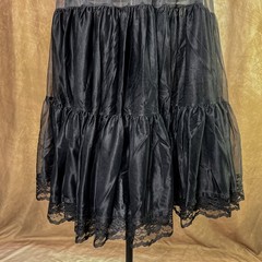 Vintage 60s Tiered Skirt Malco Modes Black Floral Lace Whimsigoth Steampunk Vtg