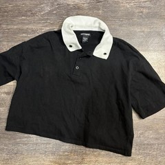 2000s Vintage Style Hot Topic Y2K Black Collared Shirt Emo Mall Goth Size L