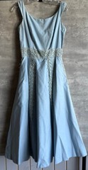 Vintage 1950s Gigi Young New York Blue Floral Lace Midi Dress Size XS
