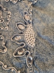 Vintage Stonewashed Denim Dress Pearl and Costume Jewel Embroidery Atelier – Med