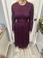 Vintage Karin Stevens Purple Long Sleeve Dress Size 6 Cottage Core Prairie