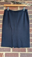 Prada Vintage Y2K Dark Blue Knit Skirt-Custom Unicorn/Heart Patch-Sz 44/US 8