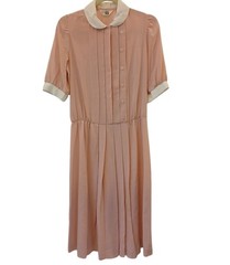 1970s Sears Fashion Place Pink Dress Size 14 W/Collar Career Church Vintage #L12