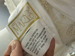 NWT 1980s Mary’s Bridal Beaded Lace Satin Cathedral Train Wedding Gown Sz 10