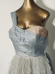 Vintage M/L Volump Cupcake Tiered Blue 1950s Prom Dress