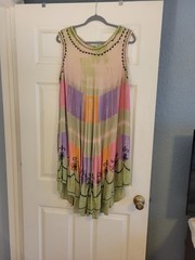 Multicolor Tie-Dye Embroidered Sundress – Green, Pink, Purple, Orange Free Size