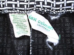Vtg 60s 70s Mod Black Textured Basketweave Poly Hi Waist Wide Flare Pants 30 in.