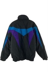 Vintage Glacier’s Edge Women’s Coat LT Black Teal Purple Zip Snap Closure