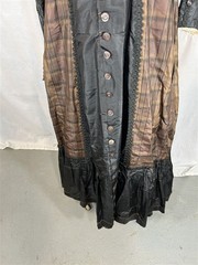 antique dress wrapper pre Civil War brown plaid bust 38 drop shoulder 1850