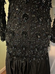 Vintage Oleg Cassini Black Tie Beaded Illusion Gown W/Trumpet Skirt. Size 6 EUC