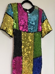 Vintage Jewel Queen Women’s Colorful Sequins Silk Dress Size Small NWT 1980s