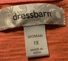 Blouse-Women’s Dress Barn-Soft Pumpkin-Embroidered Floral- Fall Ready! 1XL