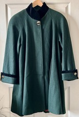 Stephanie Matthews Vintage Emerald Green Cape Coat 100% Wool Made in USA Sz XXL