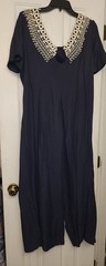 Vintage Jeffrey & Diane Linda Hutley Navy Wide Leg Jumpsuit 15/16