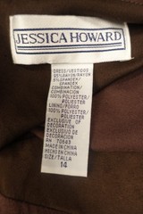 VINTAGE JESSICA HOWARD~MINT!!~BROWN SLINKY KNIT FAUX SUEDE WAIST LONG DRESS 14