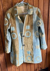 REVERSIBLE 1990 abstract Tapestry ladies jacket /ornate buttons Sz Small